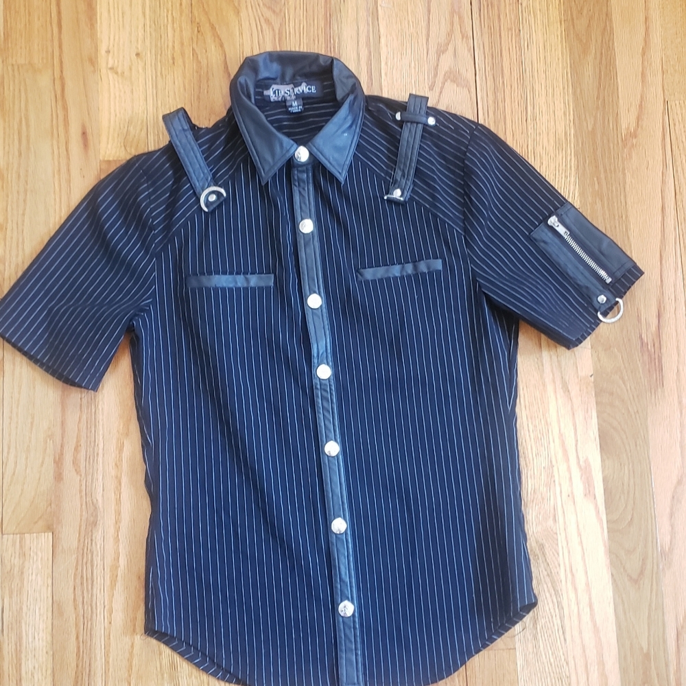 Mens M Lip Service Pin Striped Shirt